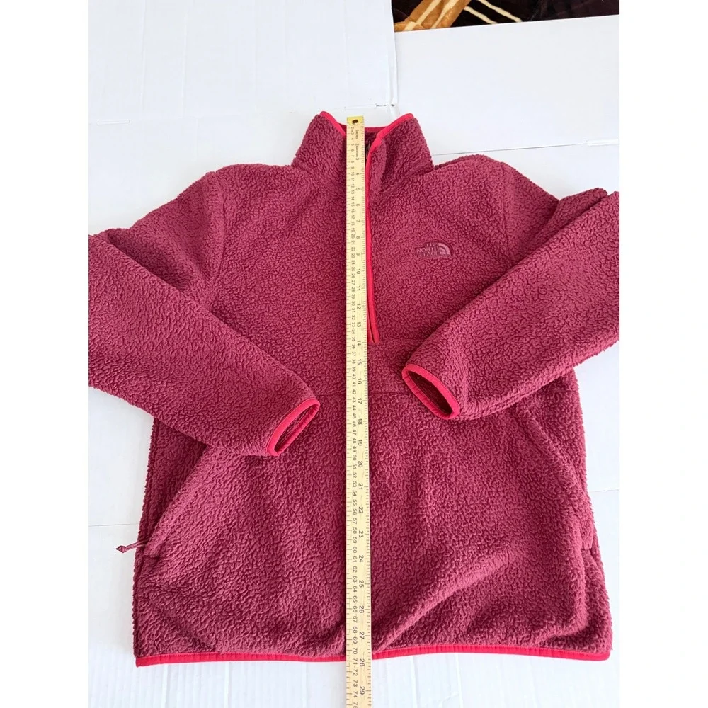 The North Face Mens Sherpa Fleece Quarter Zip Pullover Burgundy Red Medium